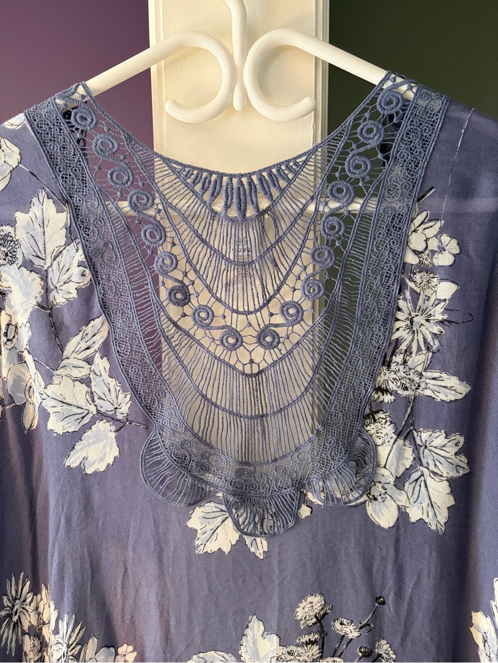 Maurices Dusty Blue Lace Yoke Tunic